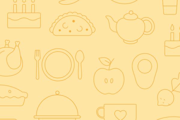 Background with various food icons